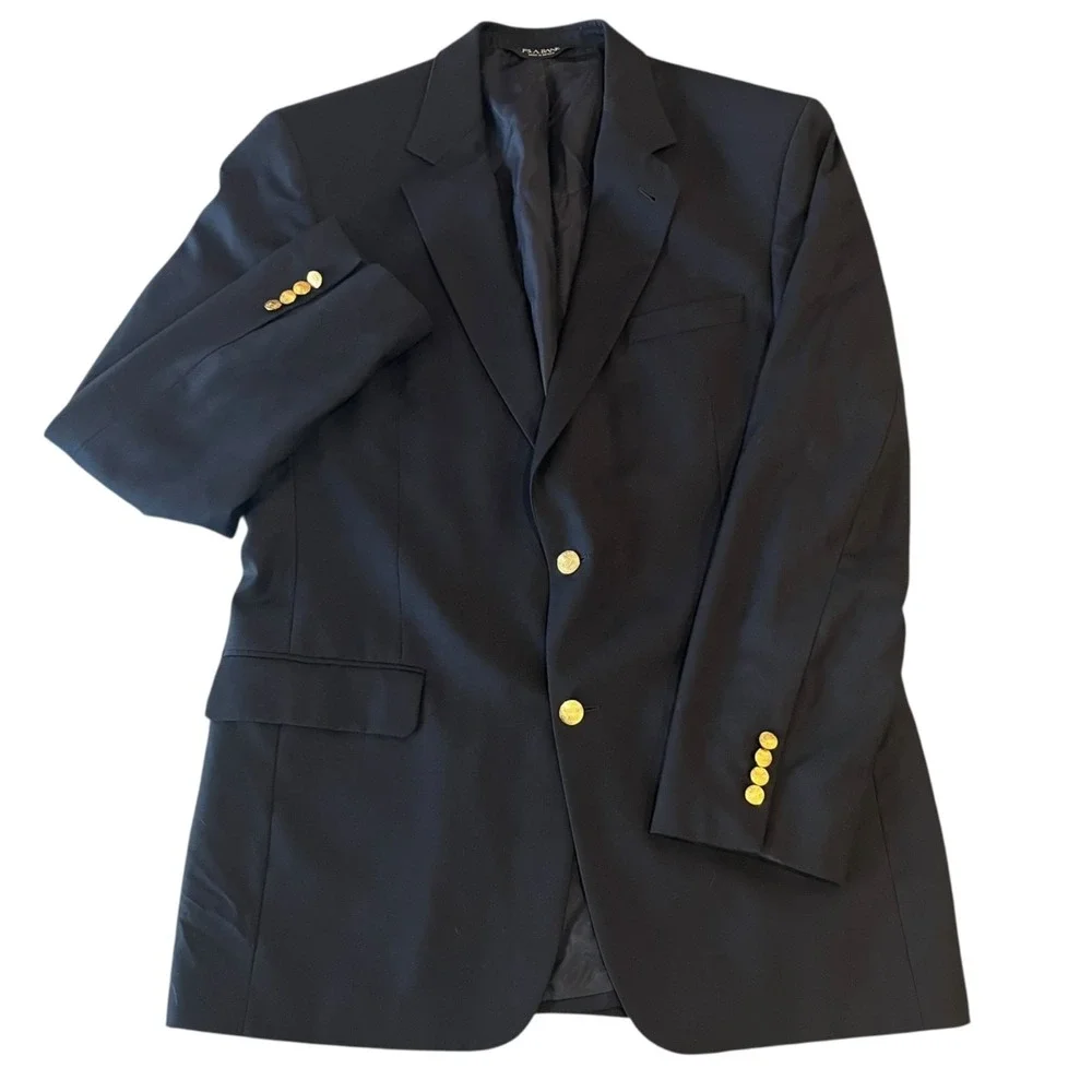 Jos A Bank Signature 100% Wool Gold 2 Button Blazer Sportcoat‎ Mens 42L Black